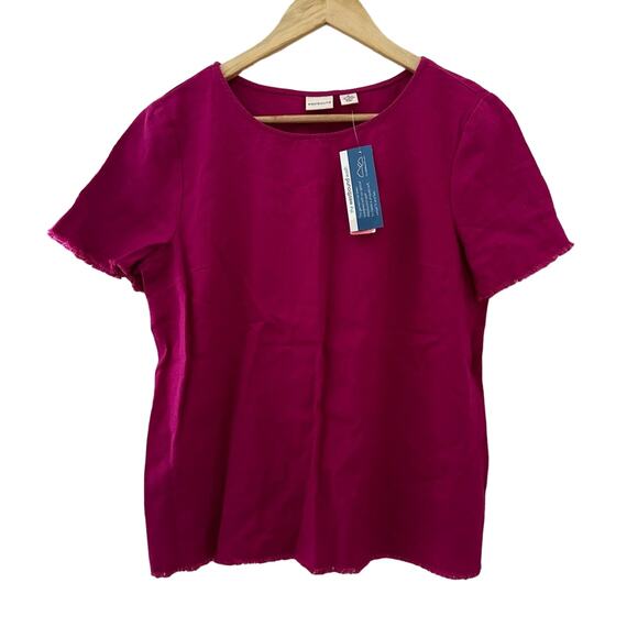 Westbound Tops - Westbound Top Womens Small Fuchsia Linen Blend Lightweight Casual Breathable